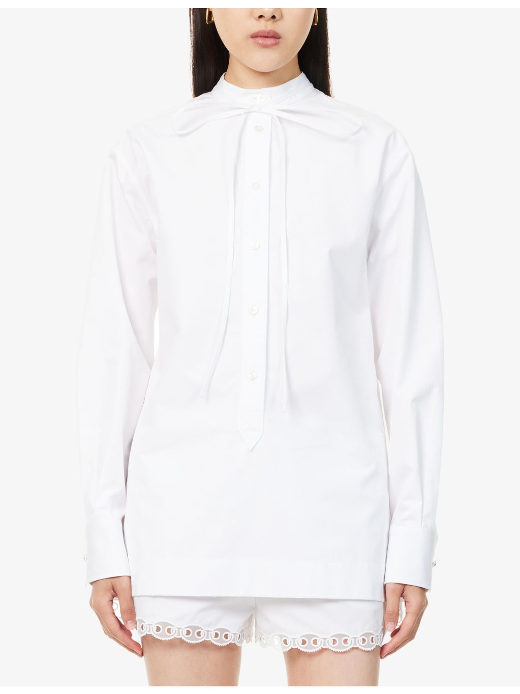 Band-Collar Regular-Fit Cotton-Poplin Shirt - 3