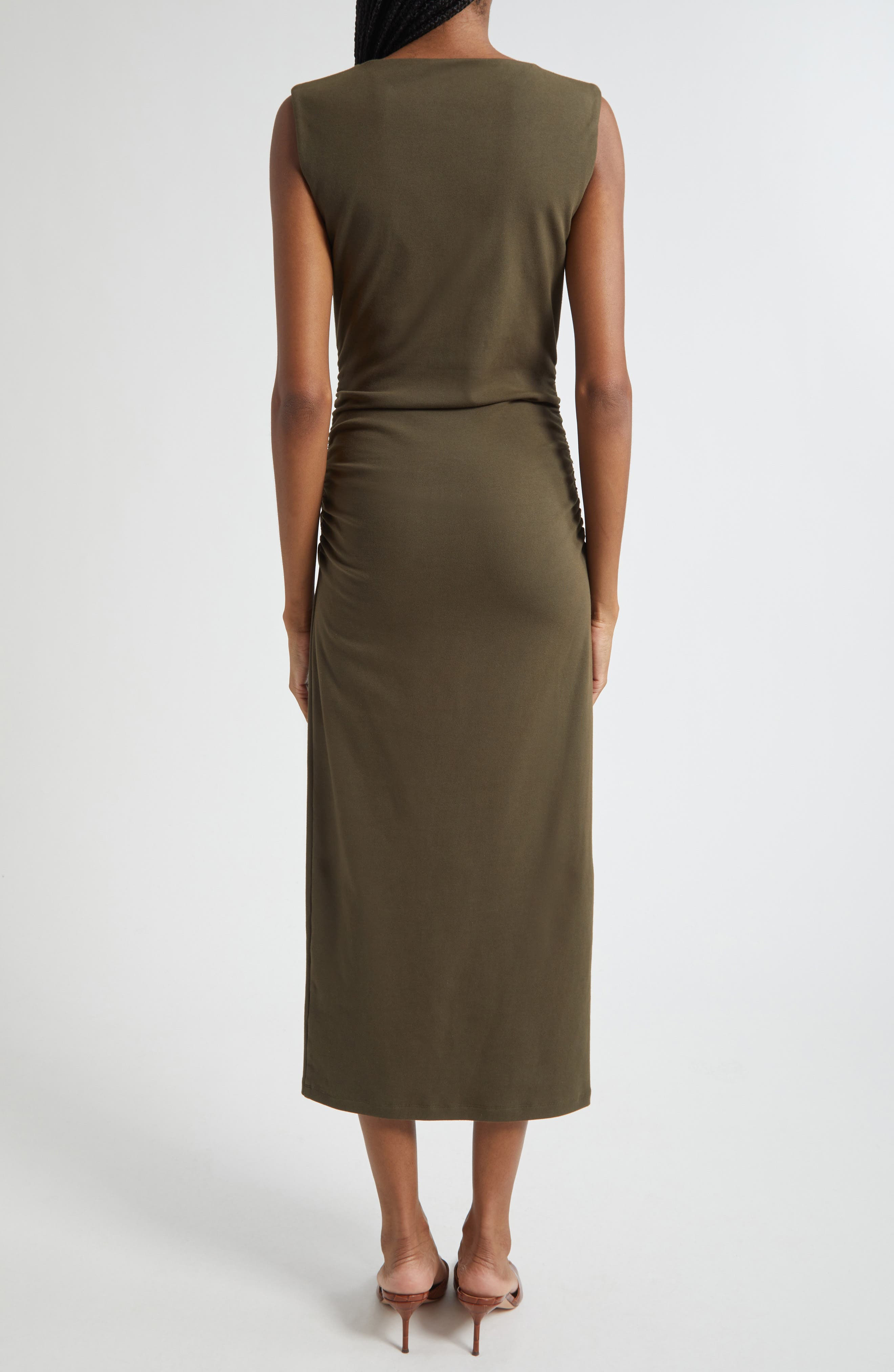 Veronica Beard Charissa Sleeveless Stretch Cotton Midi Dress in Cypress at Nordstrom - 2