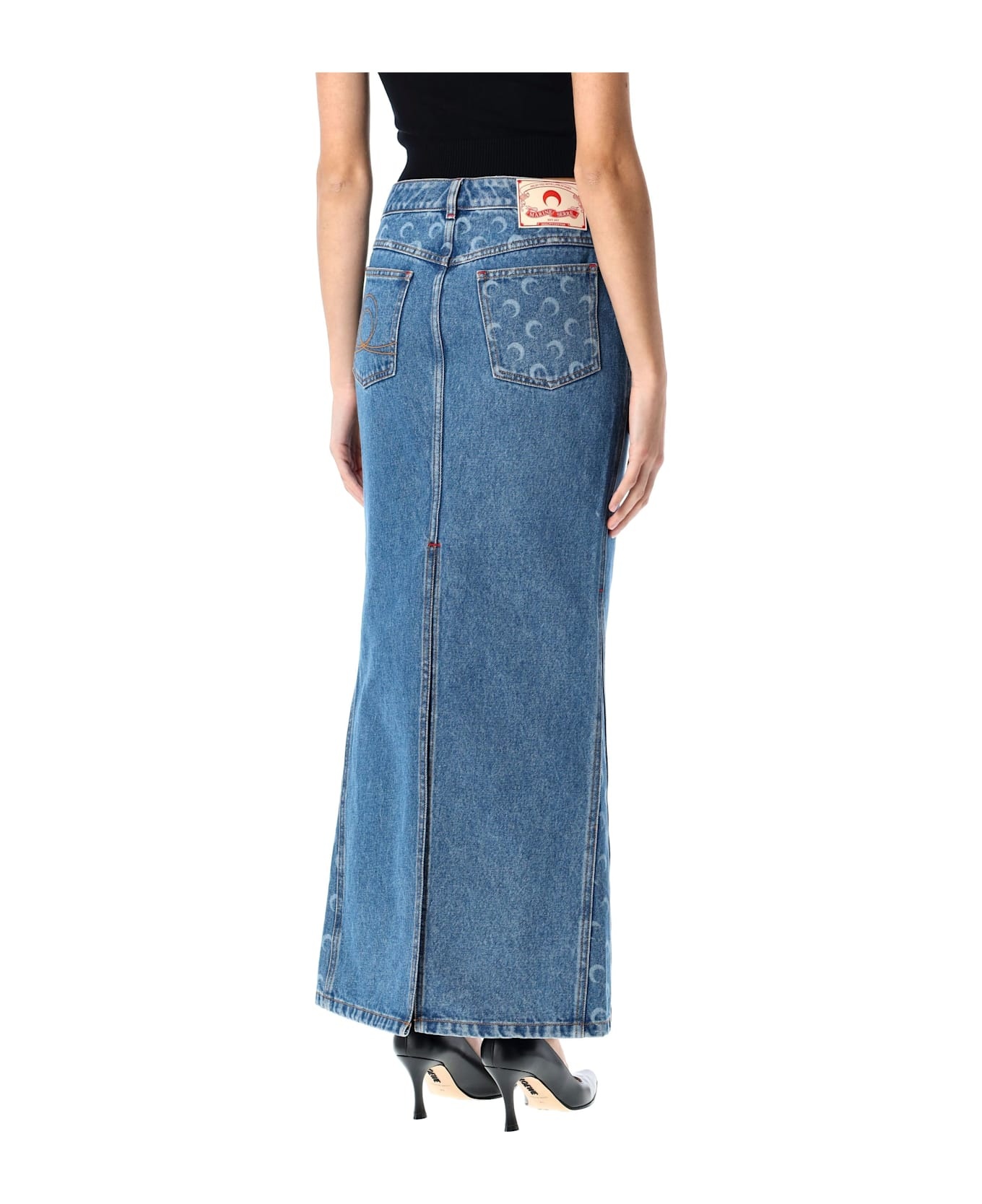 Moon Laser Denim Long Skirt - 2