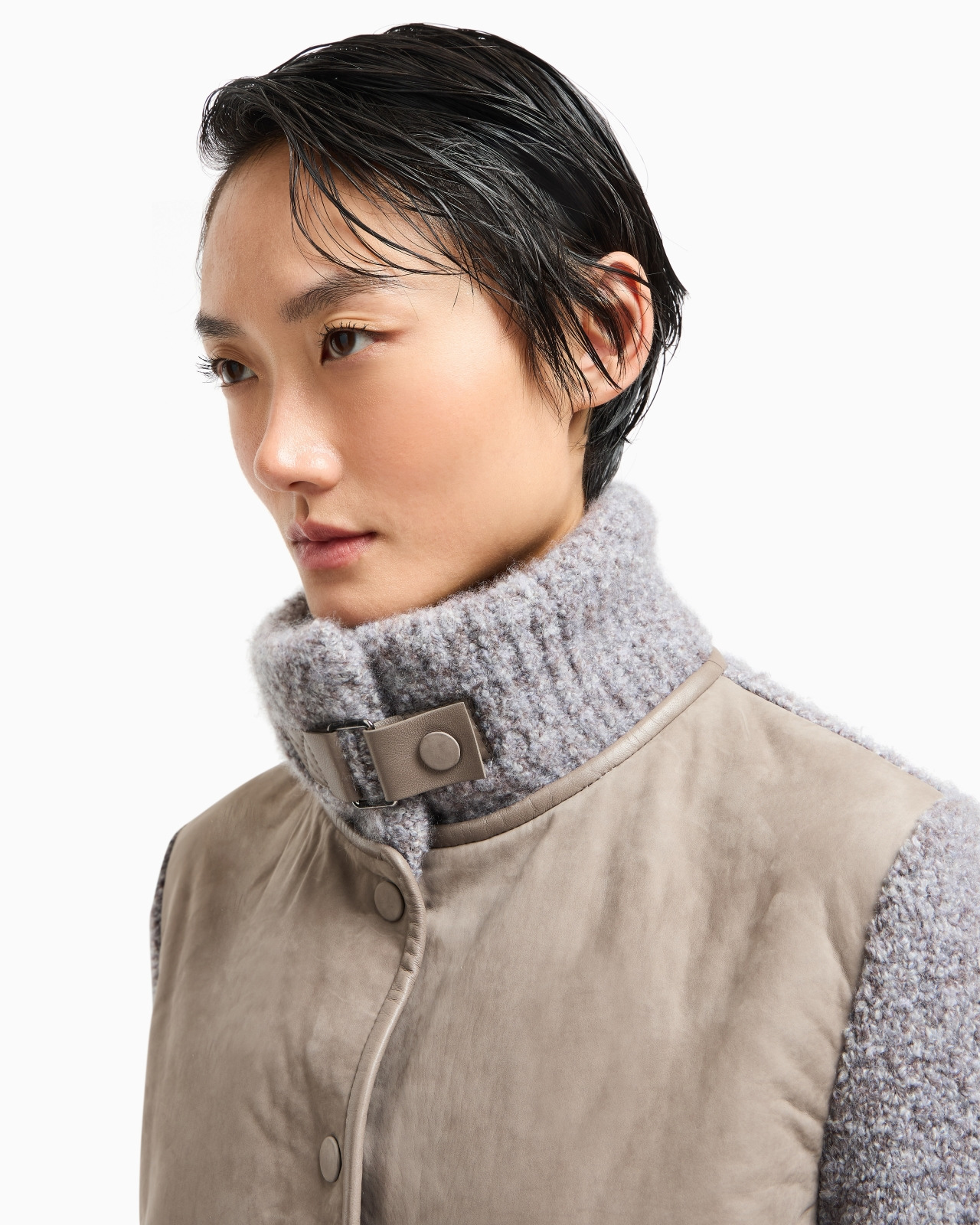 JACKET IN CALFSKIN AND CASHMERE AND SILK BOUCLÉ - 5