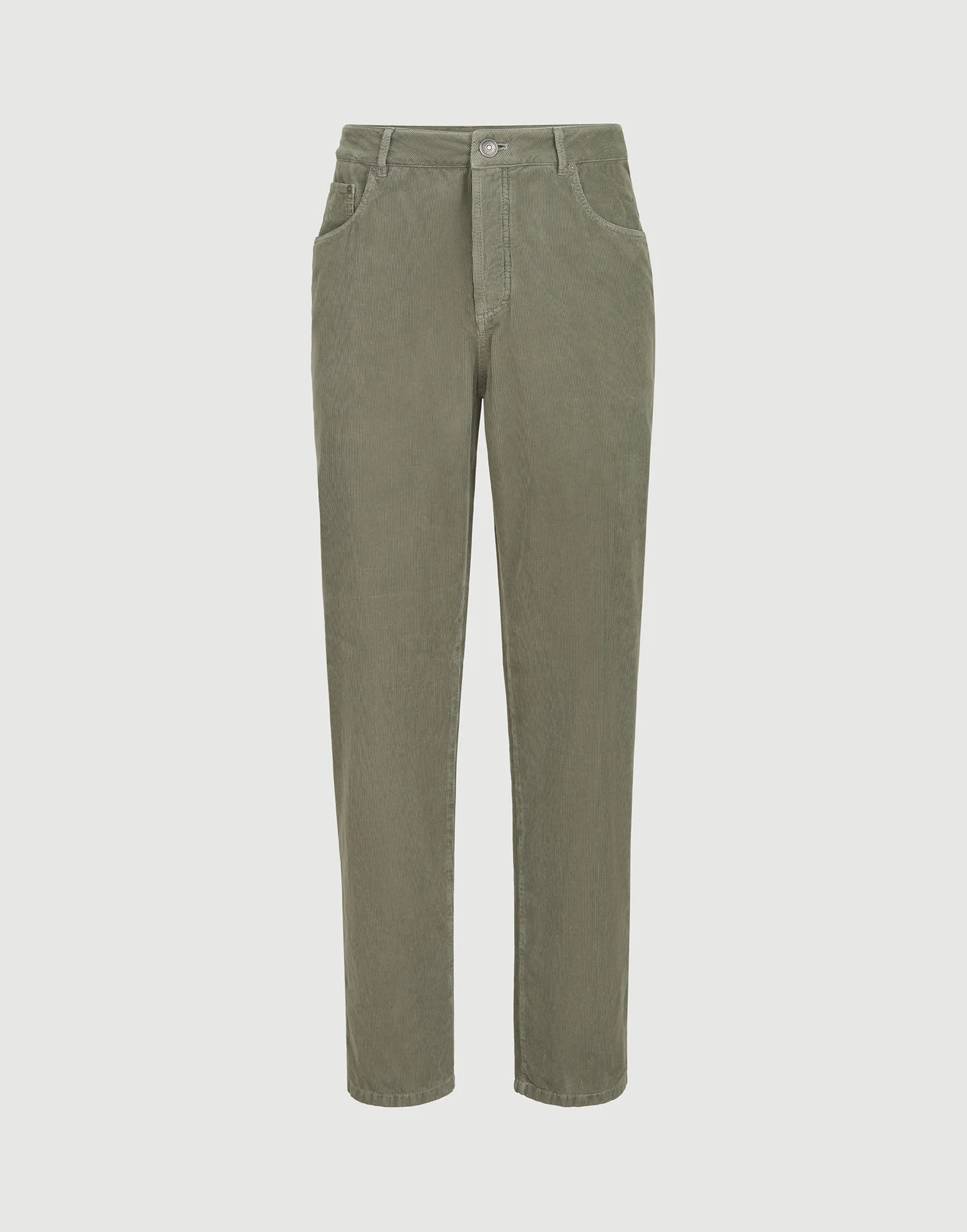 Garment-dyed five-pocket trousers in cotton narrow wale corduroy - 1