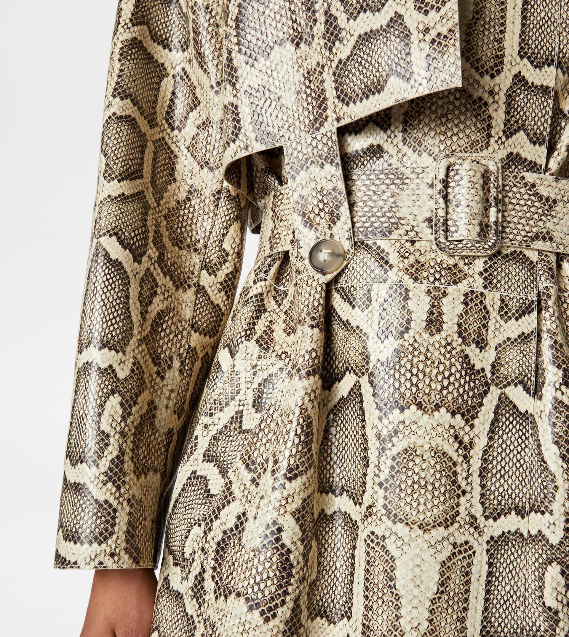 OVER TRENCH COAT IN LEATHER - BEIGE, BLACK - 5