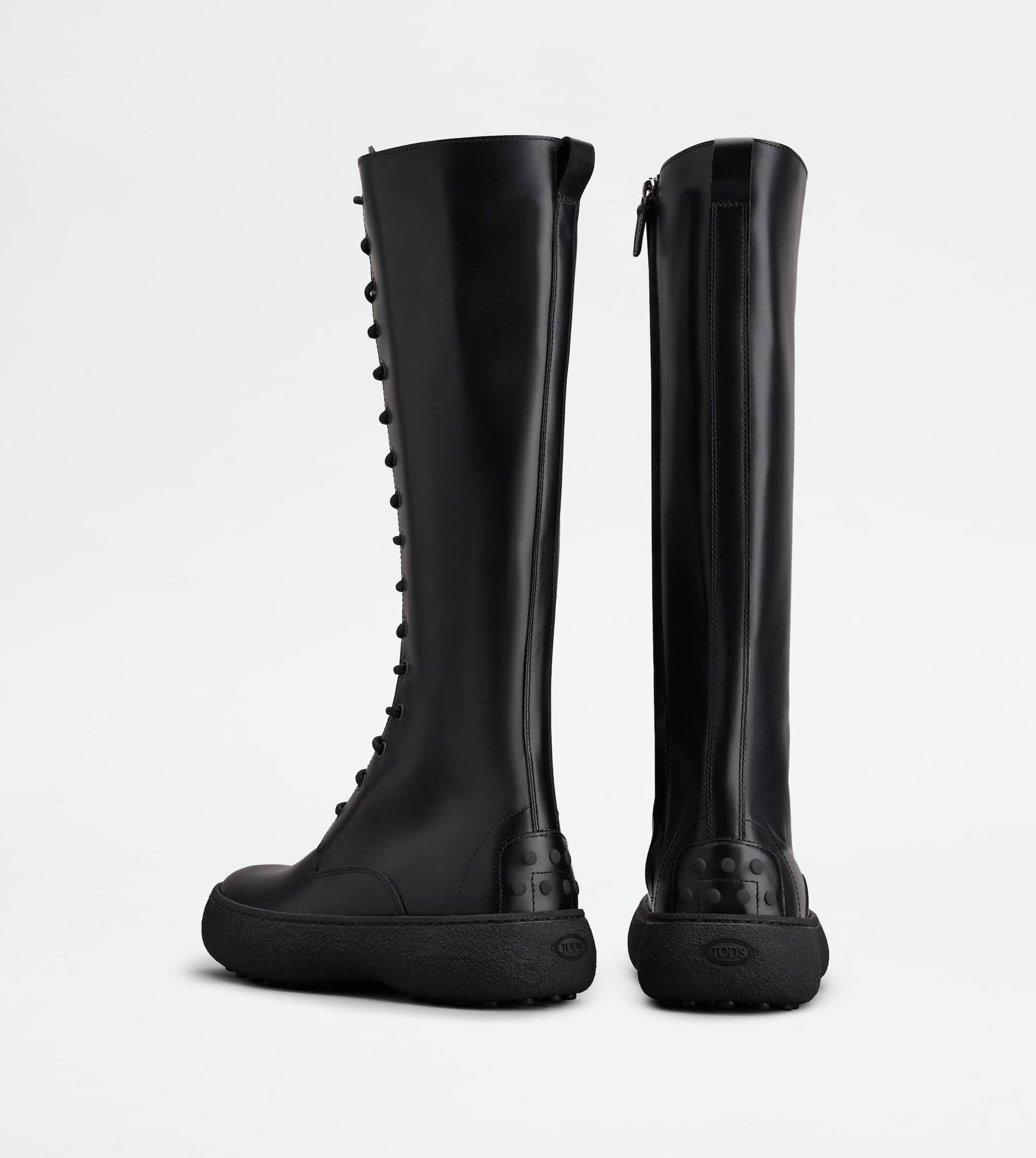 TOD'S W. G. LACE-UP BOOTS IN LEATHER - BLACK - 2