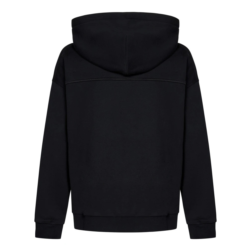 BLACK HOODED SWEATER WITH LOGO EMBROIDERY - 4