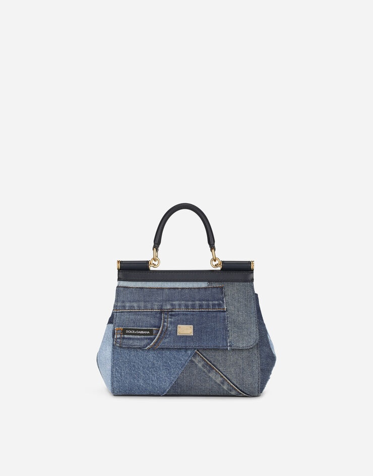 Small Sicily bag in patchwork denim and calfskin - 1
