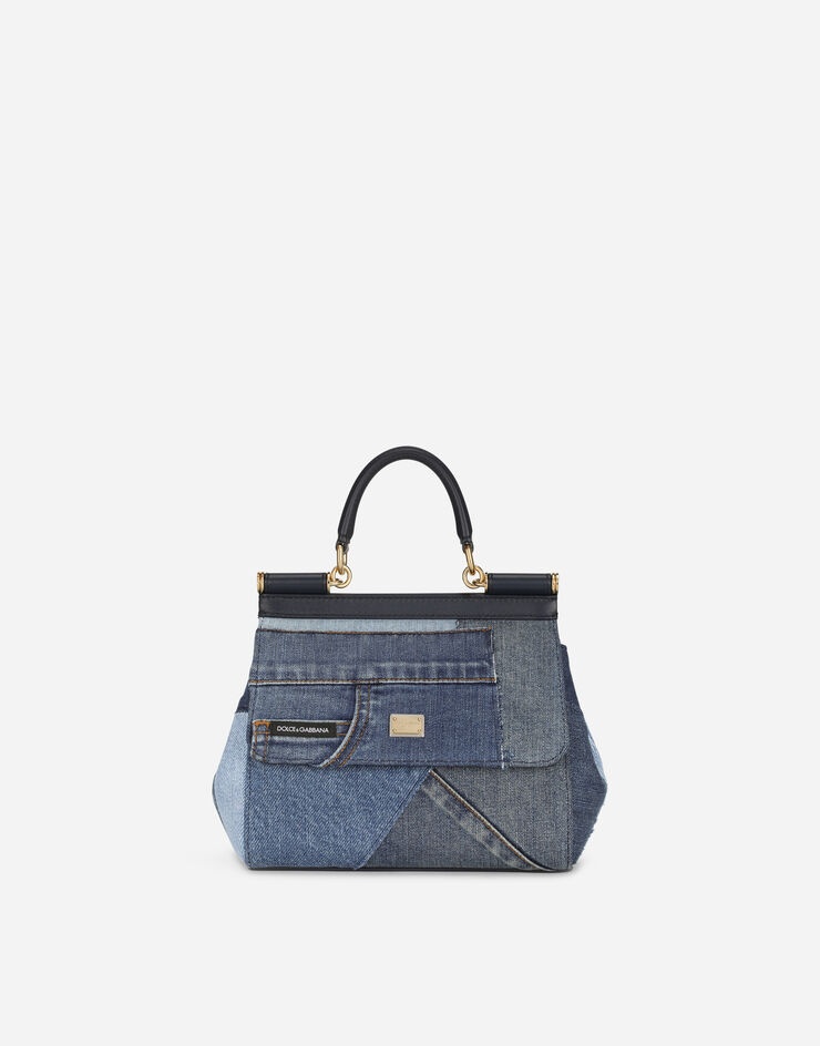 Small Sicily bag in patchwork denim and calfskin - 1