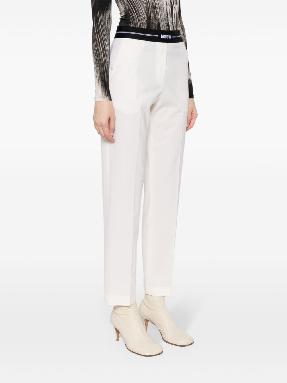 logo-waistband tapered trousers - 3