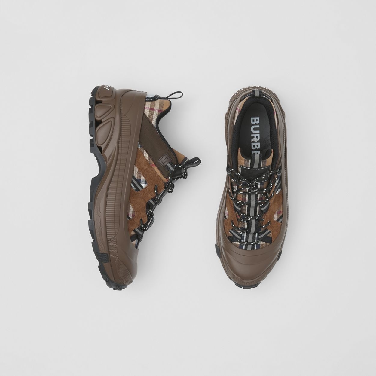 Check Cotton, Suede and Leather Arthur Sneakers - 6