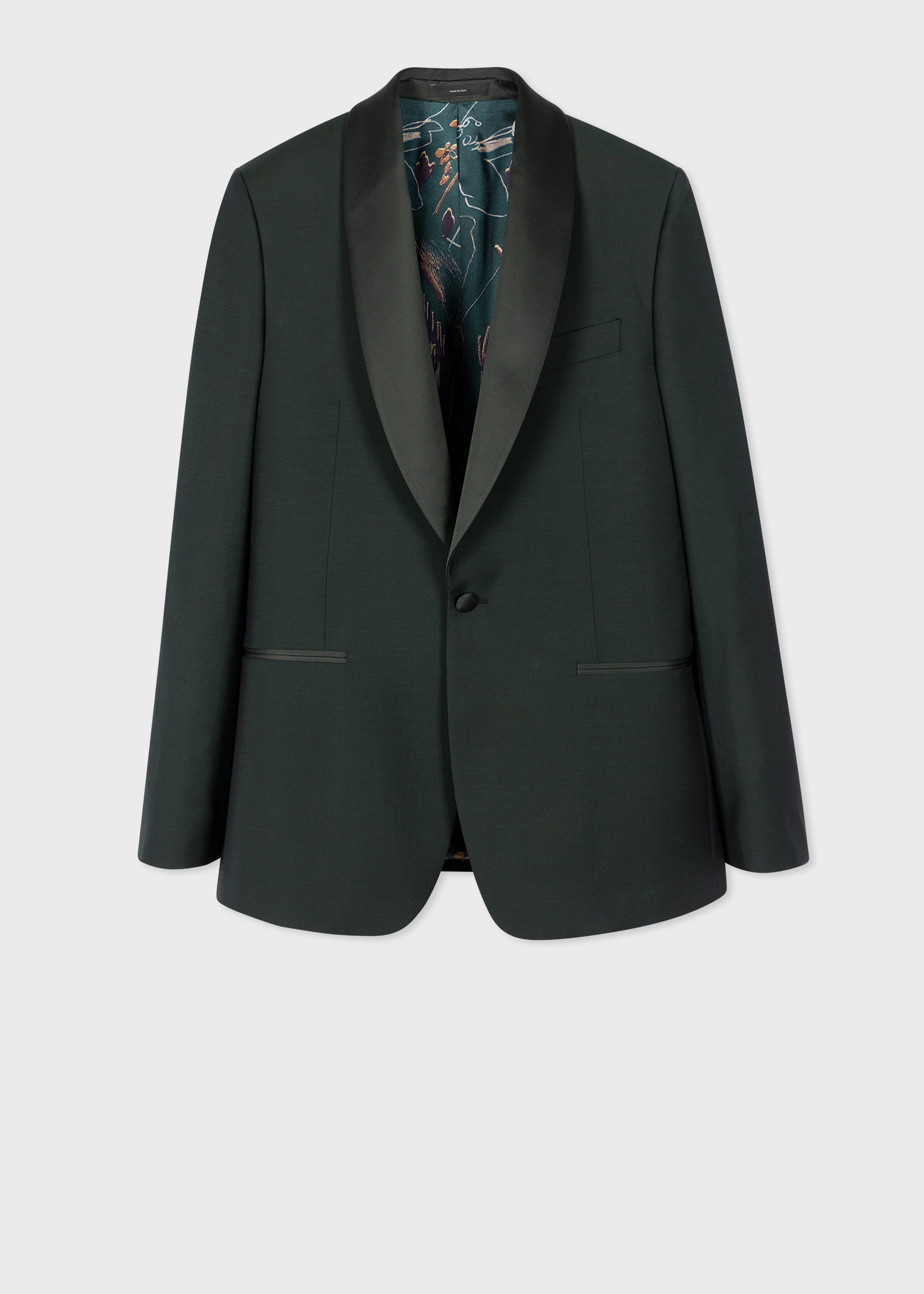 Tailored-Fit Dark Green Wool-Mohair Evening Blazer - 1