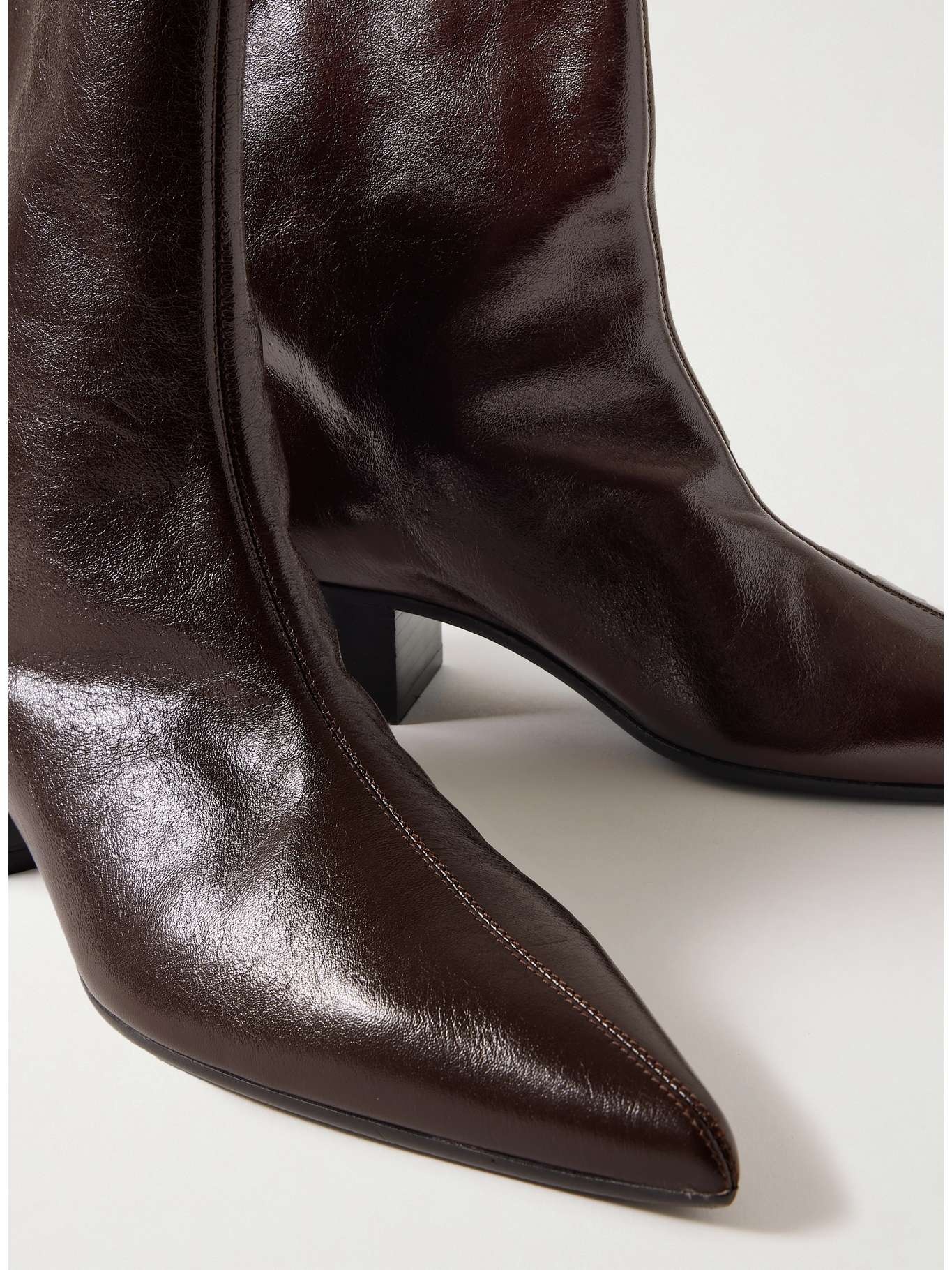 Andee crinkled-leather ankle boots Dark brown - 4