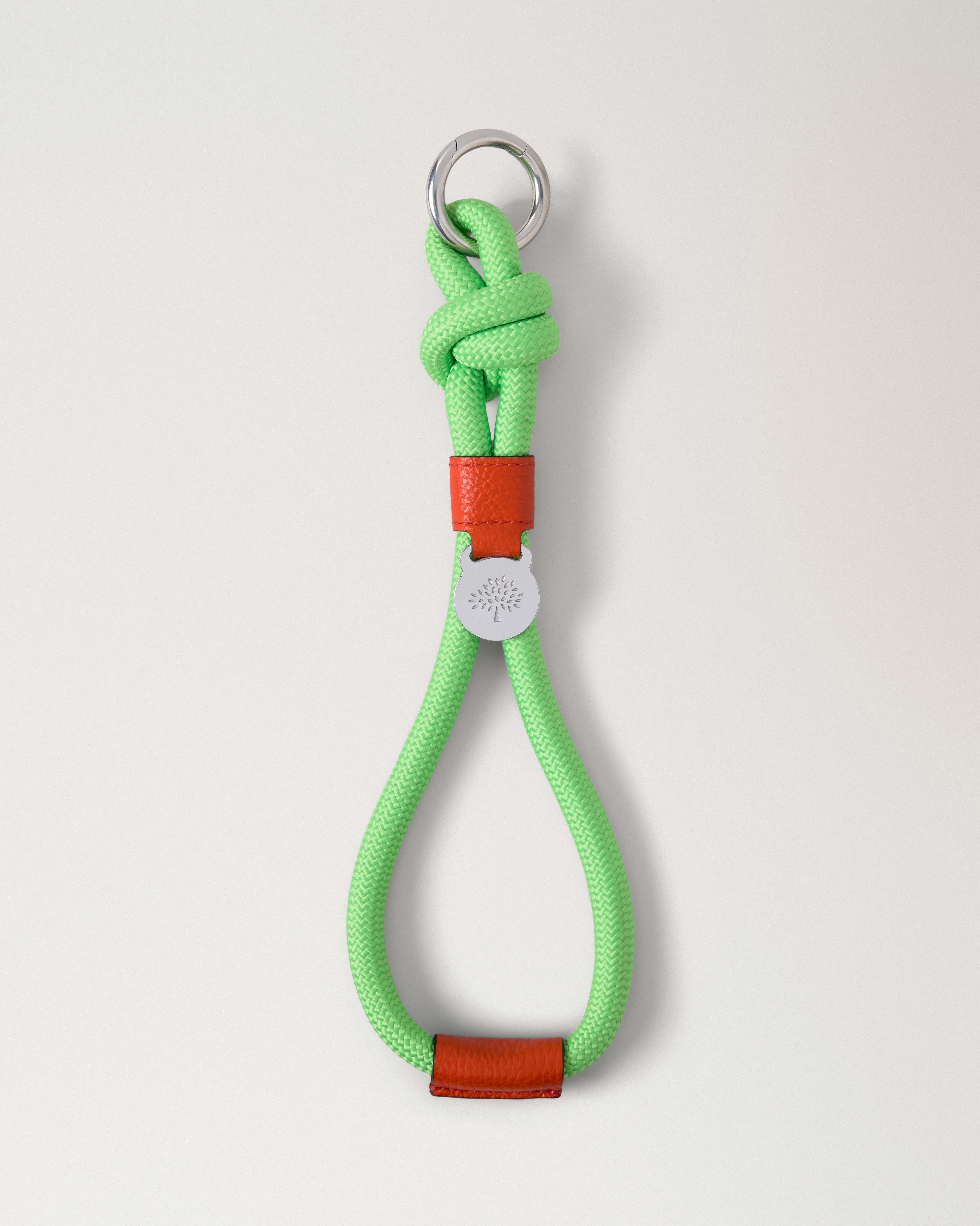 Rope Keyring Green & Coral Orange Mixed Material - 1