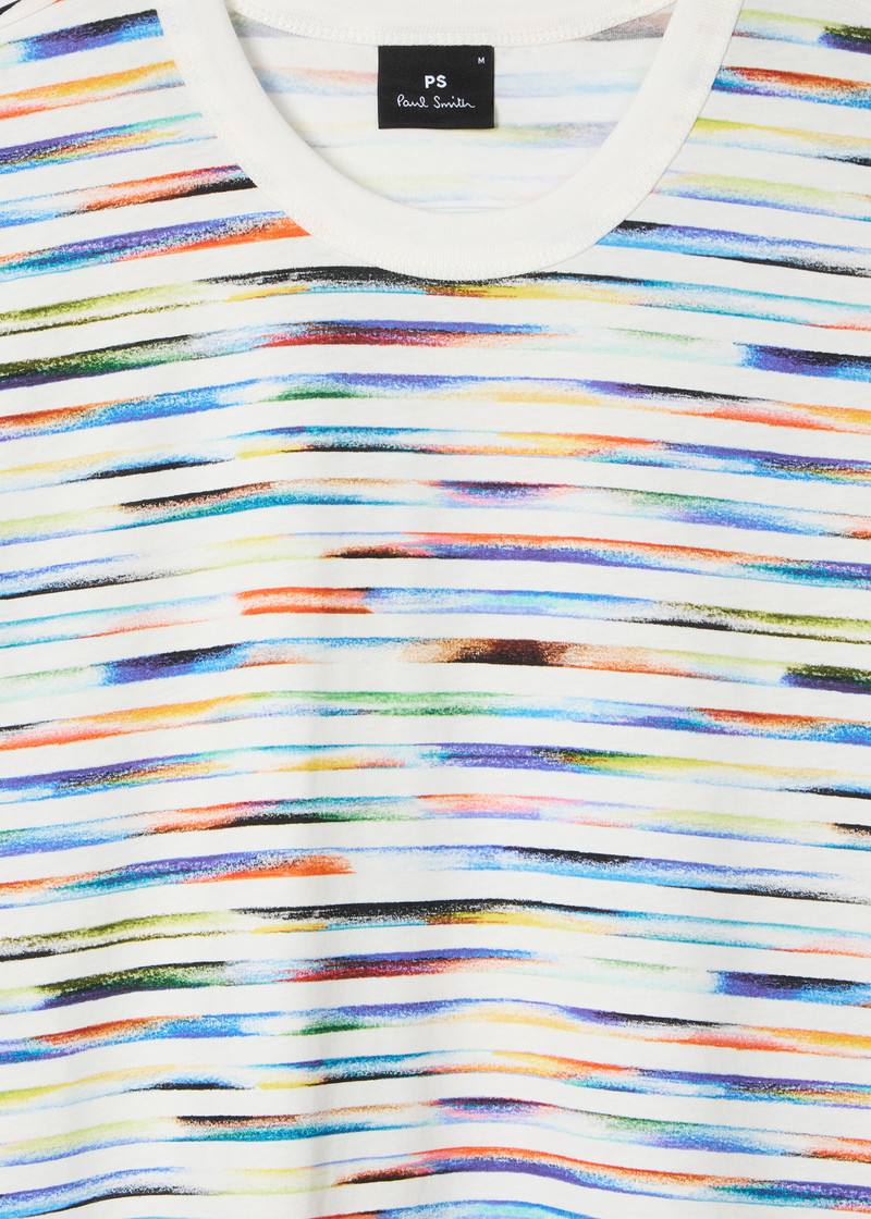 Paul Smith White Multicolour Stripe T-Shirt outlook