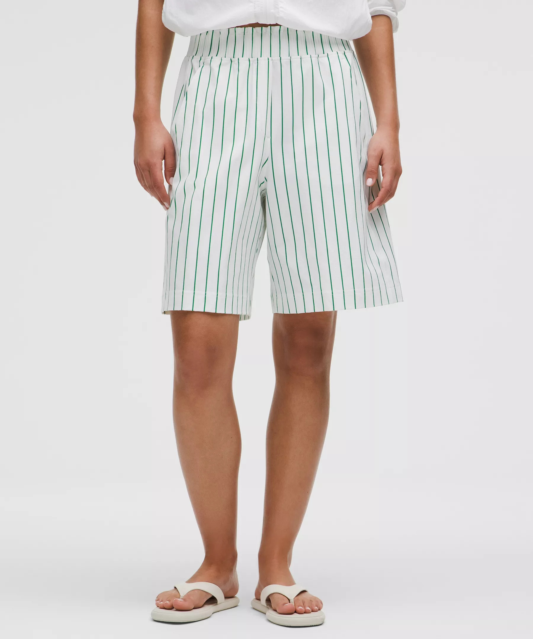 Stretch Woven Ruffle-Waist High-Rise Short 9" - 2
