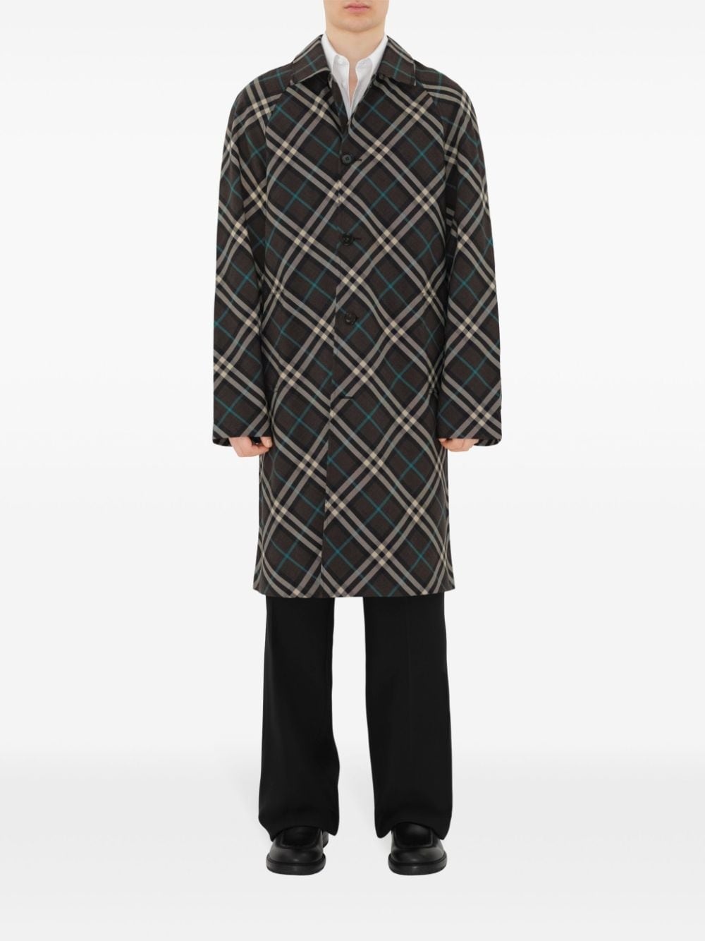 Mid-Length Check Trench Coat - 2