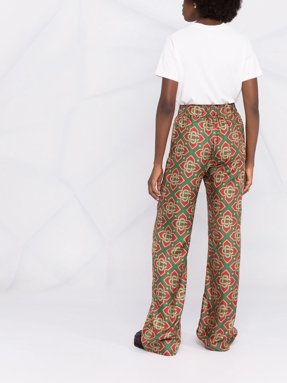 geometric-print high-waist trousers - 4