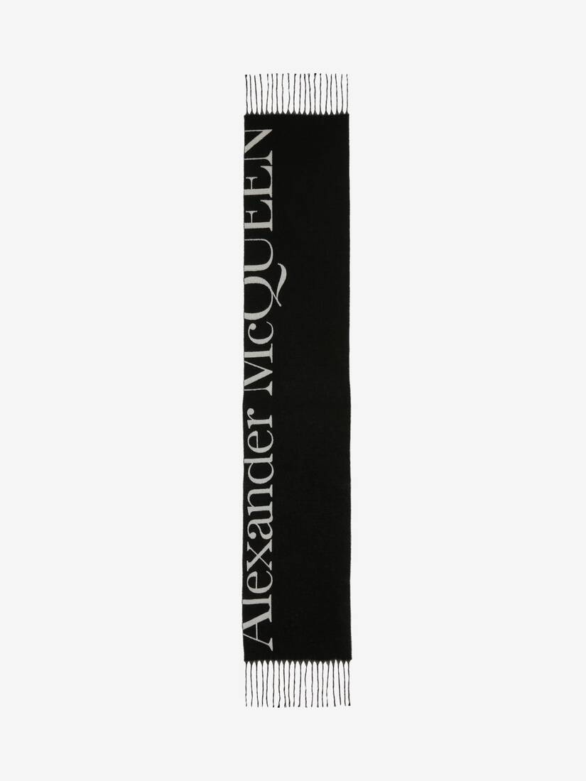 Cosy Giant Alexander Mcqueen Scarf in Black/ivory - 1
