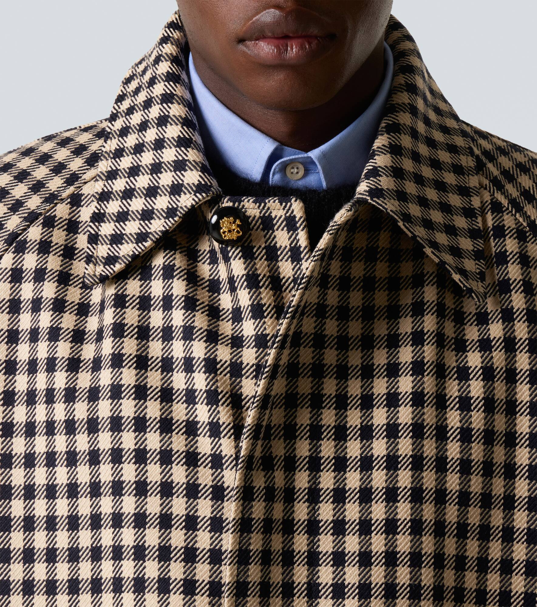 Gingham cotton and wool coat - 6