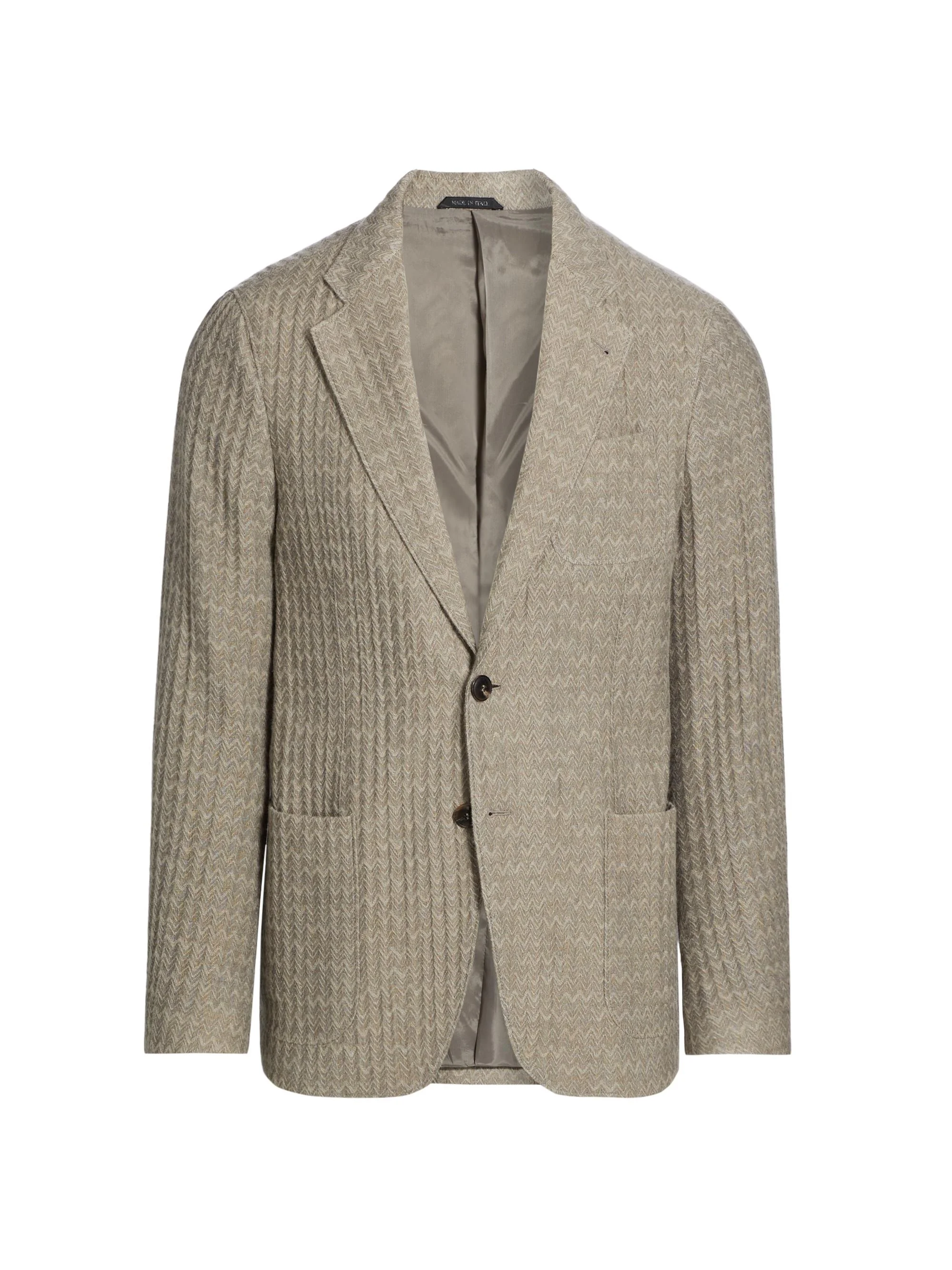Men's Chevron Cashmere-Silk Upton Jacket - Tan - 1