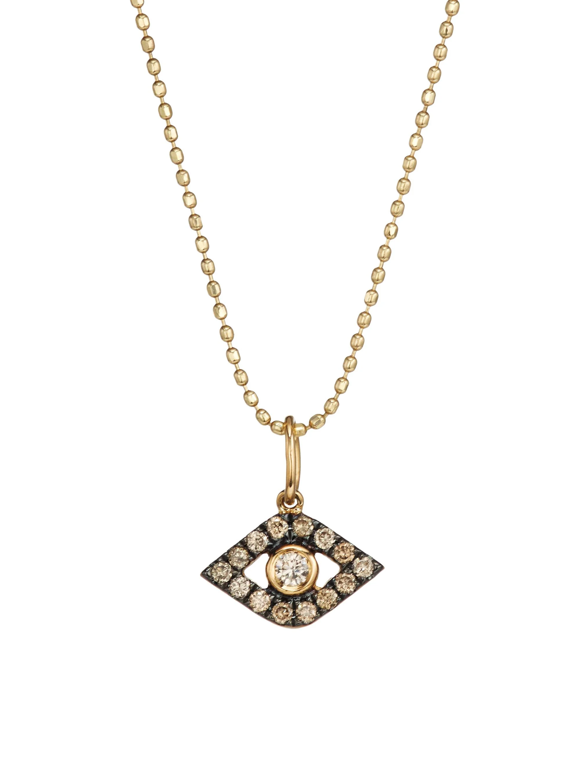 Women's Evil Eye 14K Yellow & Black Gold, Diamond & Brown Diamond Necklace - Multi - 1