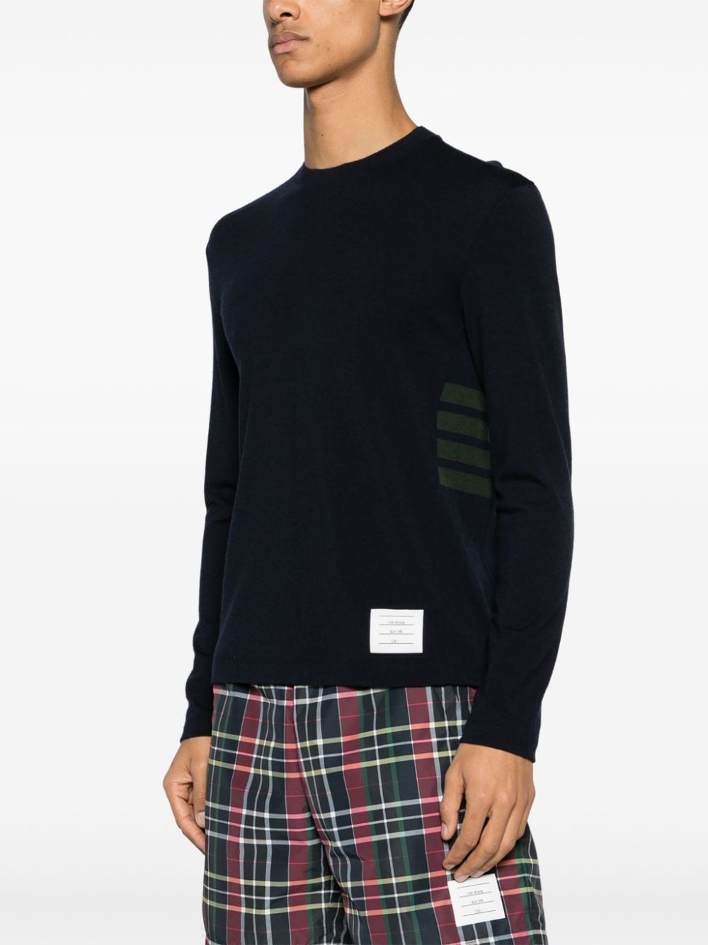 stripe-detailing wool T-shirt - 3