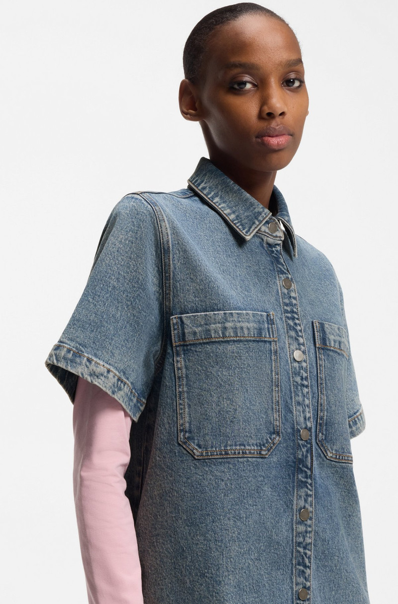 A-LINE DRESS IN COMFORT-STRETCH DENIM 4
