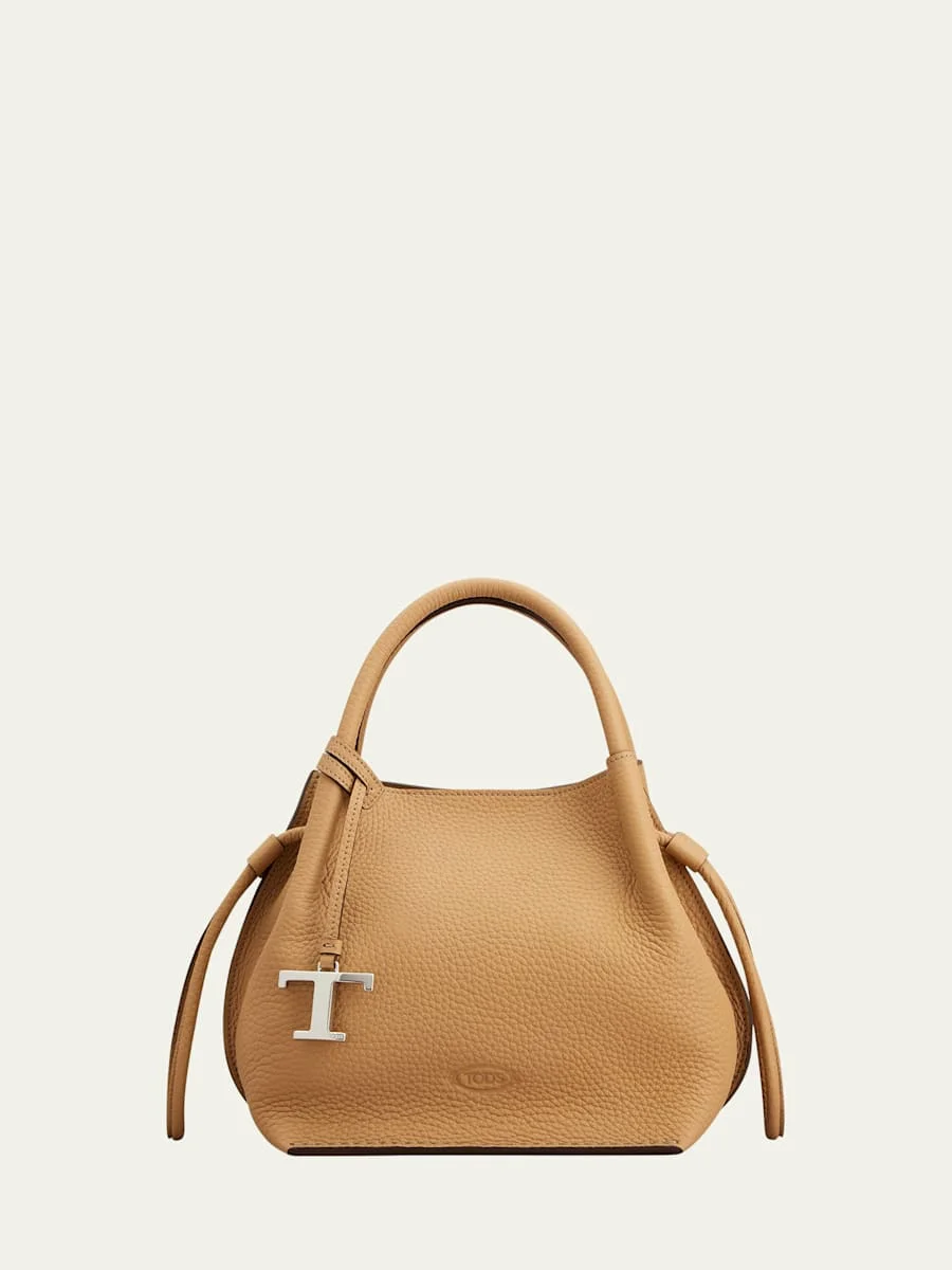 Small Grain Leather Bucket Bag - 1