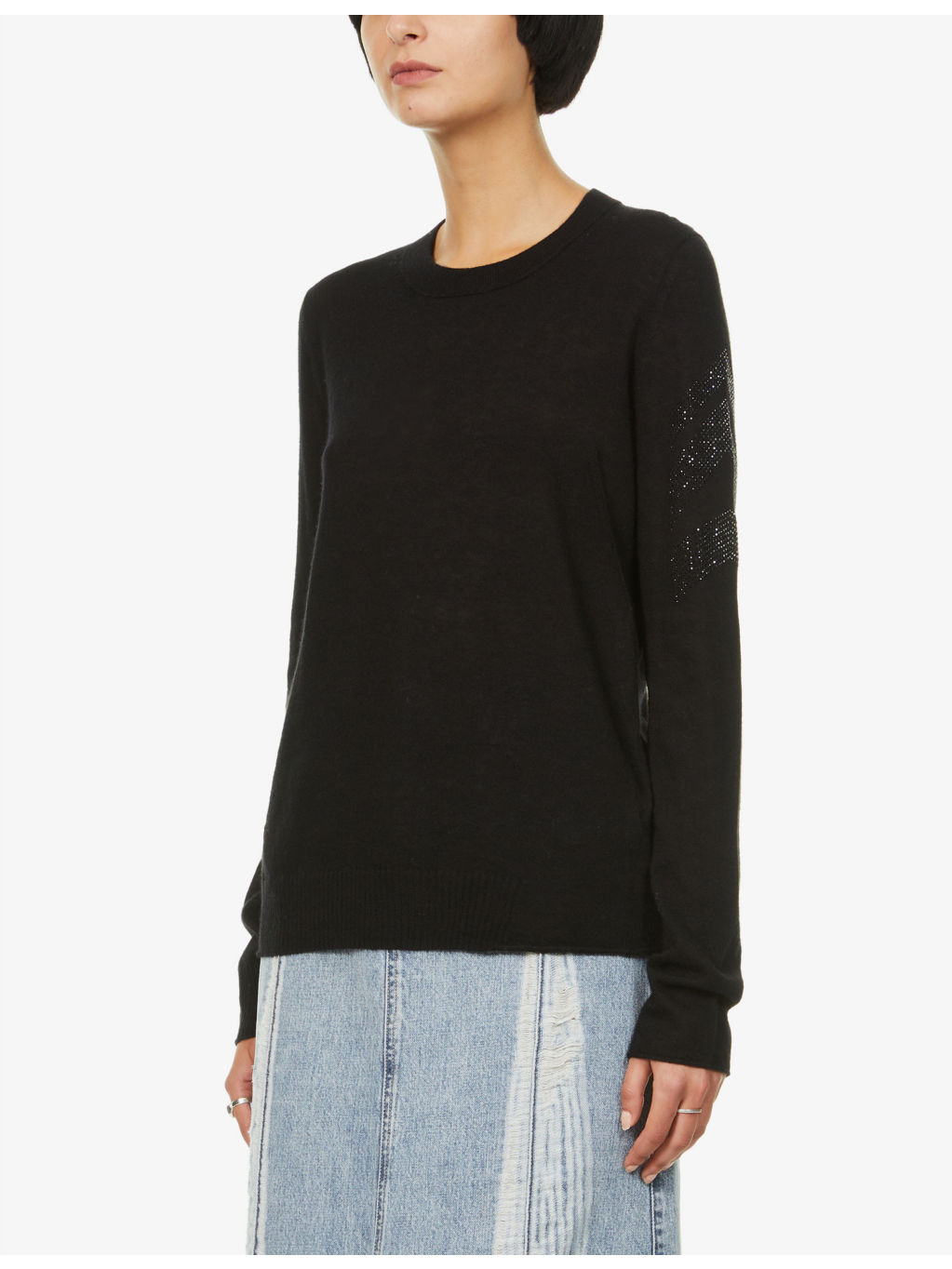 Miss rhinestone-embellished arrow cashmere sweater - 3