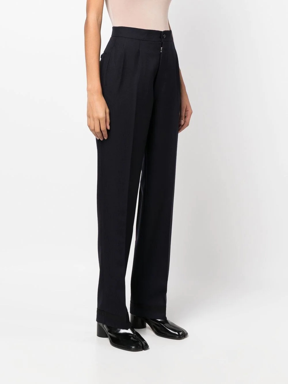 high-waisted wool trousers - 3