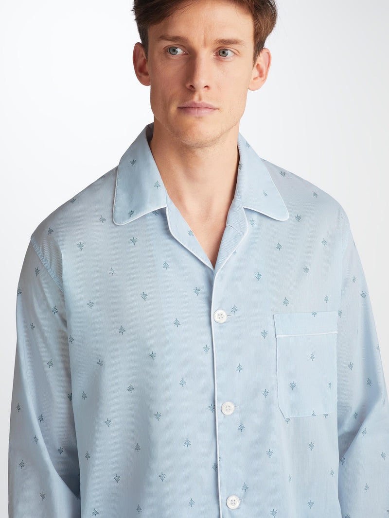 Men's Classic Fit Pajamas Nelson 100 Cotton Batiste Blue - 4