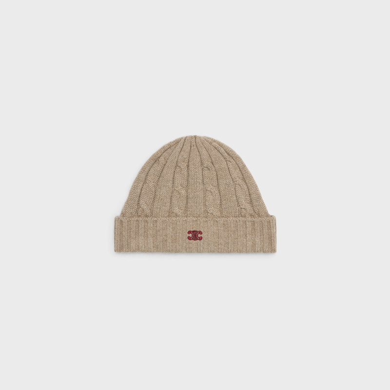 cable-knit triomphe cap in cashmere 1