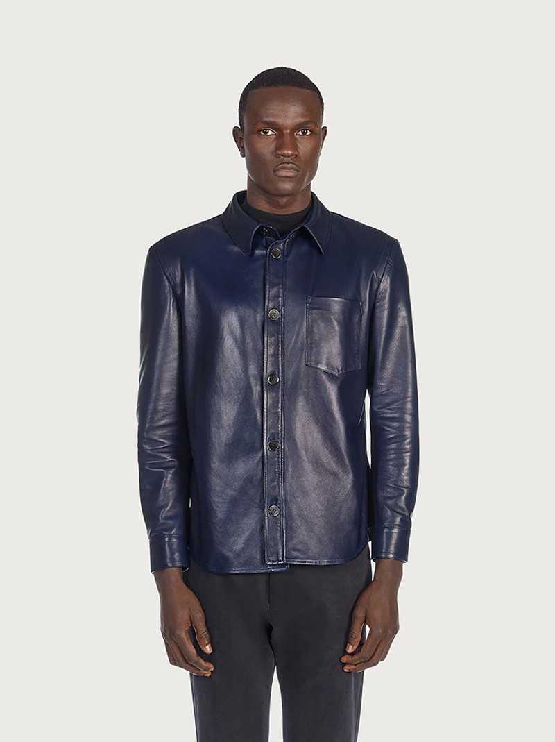 FERRAGAMO LONG SLEEVED LEATHER SHIRT outlook