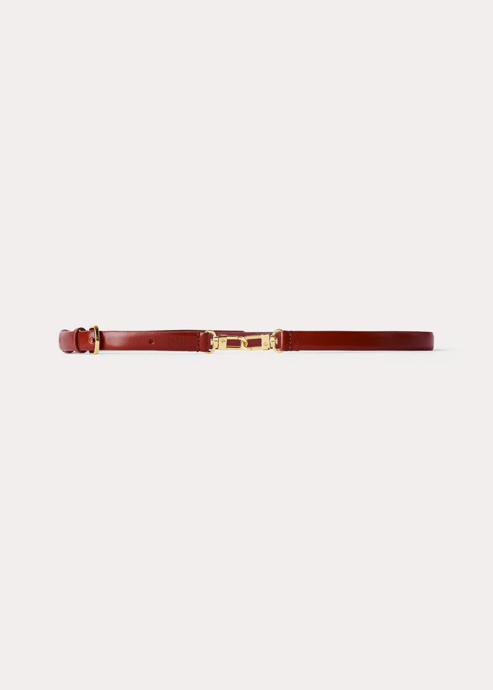 Double clasp leather belt cognac - 3