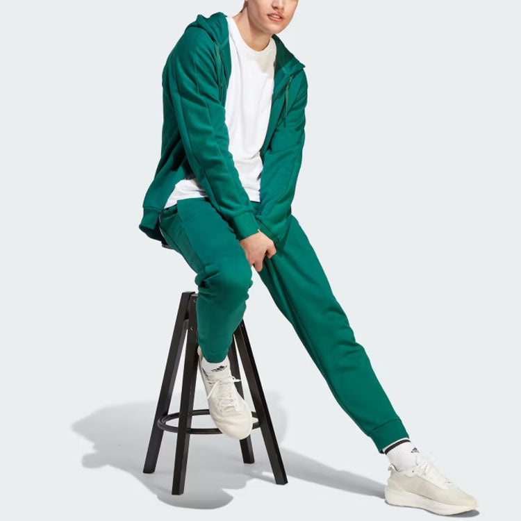 adidas Lounge French Terry Full-Zip Sweatshirt 'Collegiate Green' IQ3427 - 4