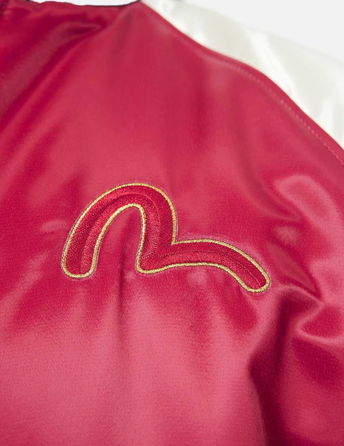 Soaring Snake Embroidery and Traditional Japanese Totem Prints Reversible Relax Fit Souvenir Jacket - 11