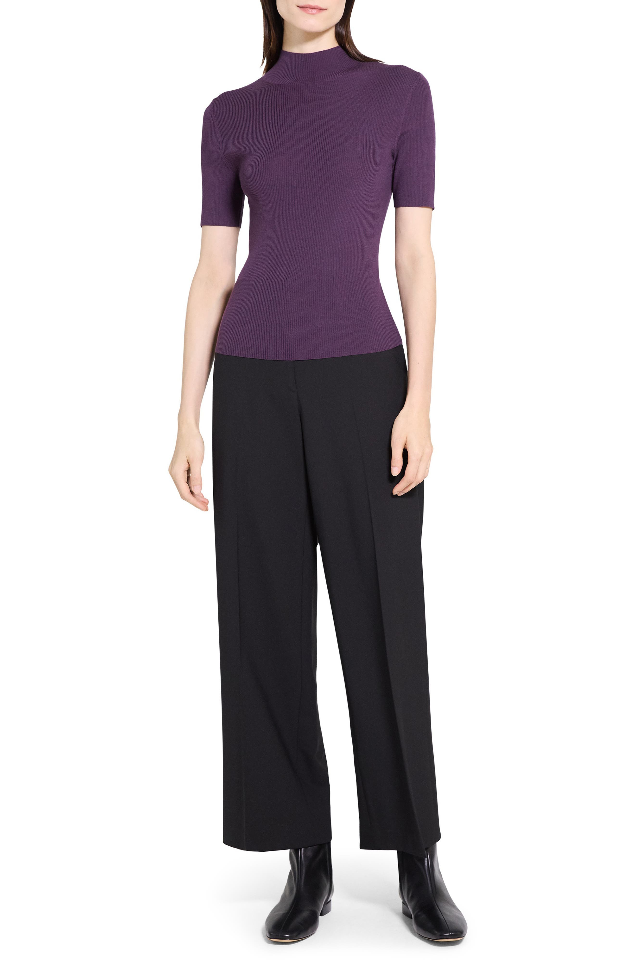 Theory Leenda Merino Wool Mock Neck Sweater in Black Iris at Nordstrom - 9