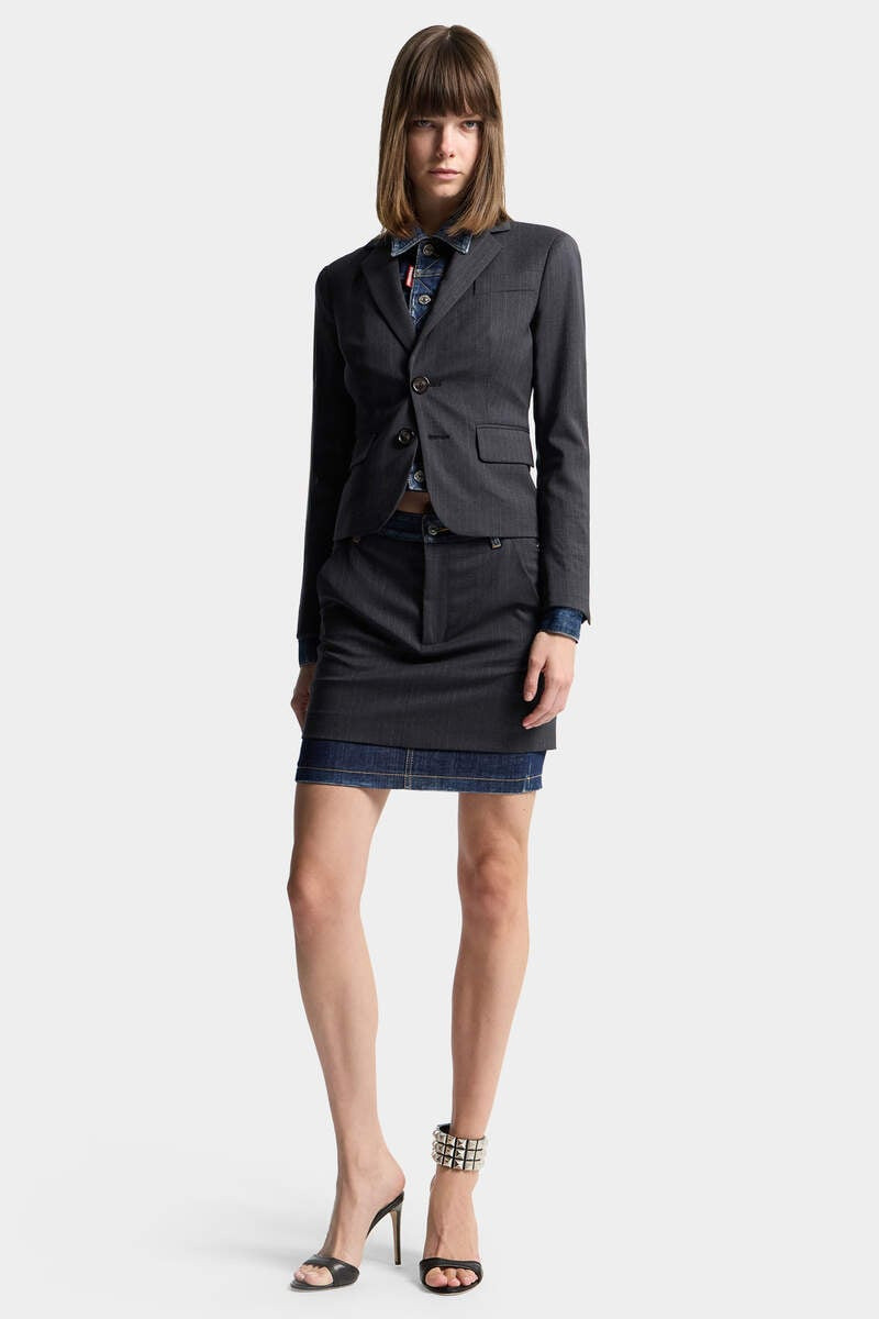 DARK WASH HYBRID DENIM TAILOR SKIRT 3