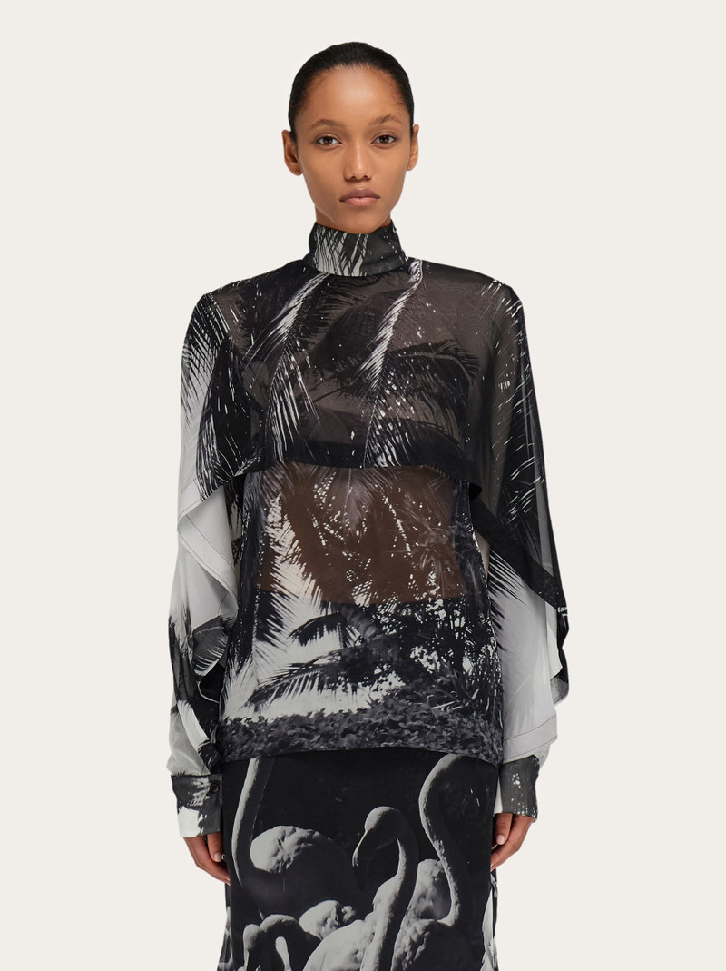 FERRAGAMO Georgette shirt with Trinidad print outlook