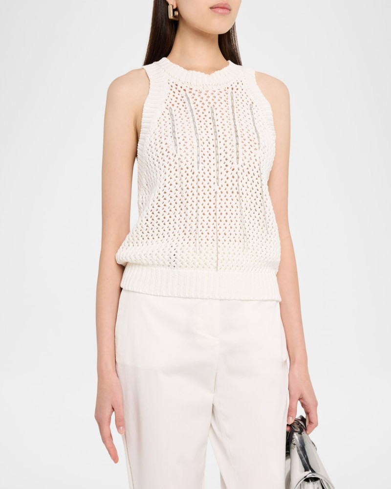 Sleeveless Cotton Knit Ribbon Top 4