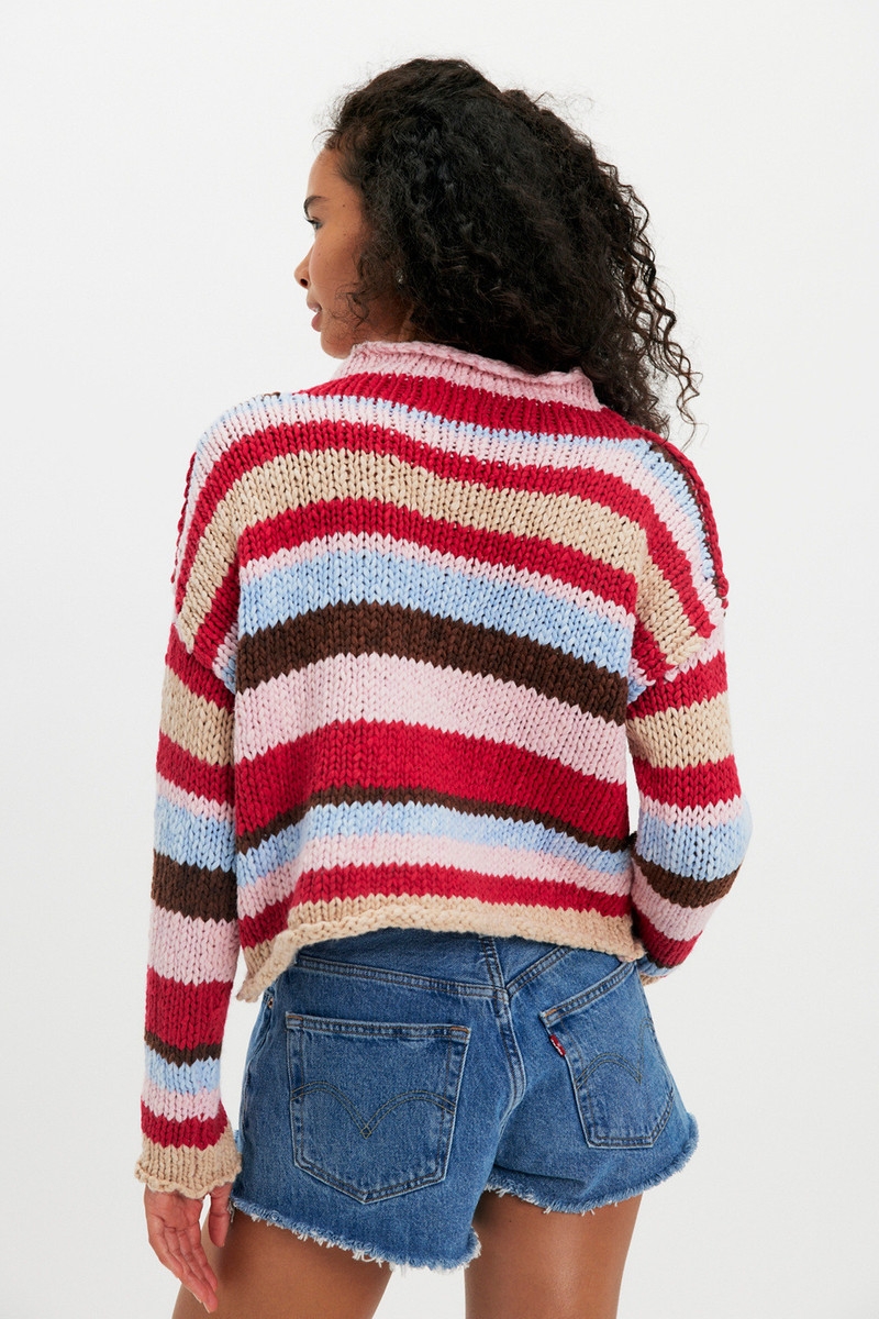 FREE PEOPLE Opal Rollneck Knit Stripe Sweater outlook