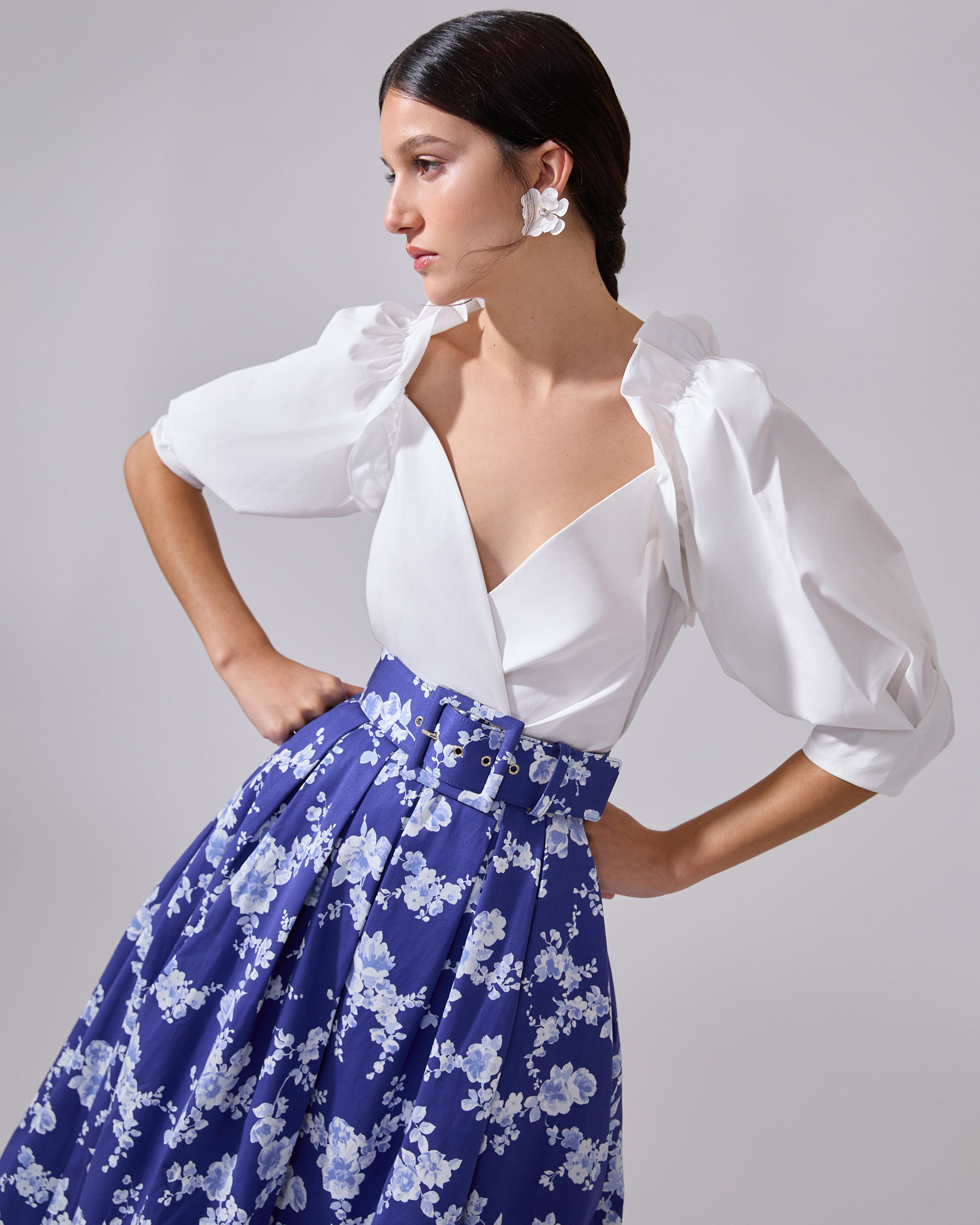 Puff-Sleeve Wrap Shirt - 2