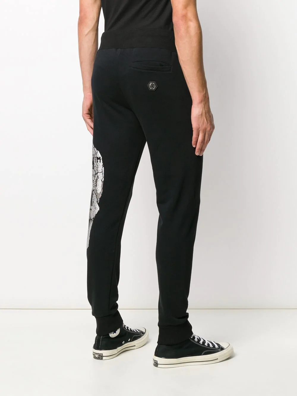 rhinestone-embellished skull jogging pants - 4