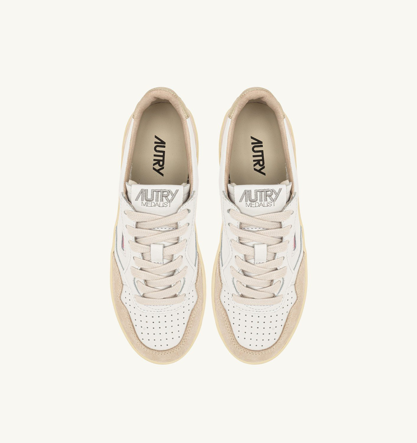 MEDALIST PLATFORM SNEAKERS IN WHITE AND PLATINUM SUEDE AND LEATHER - 5