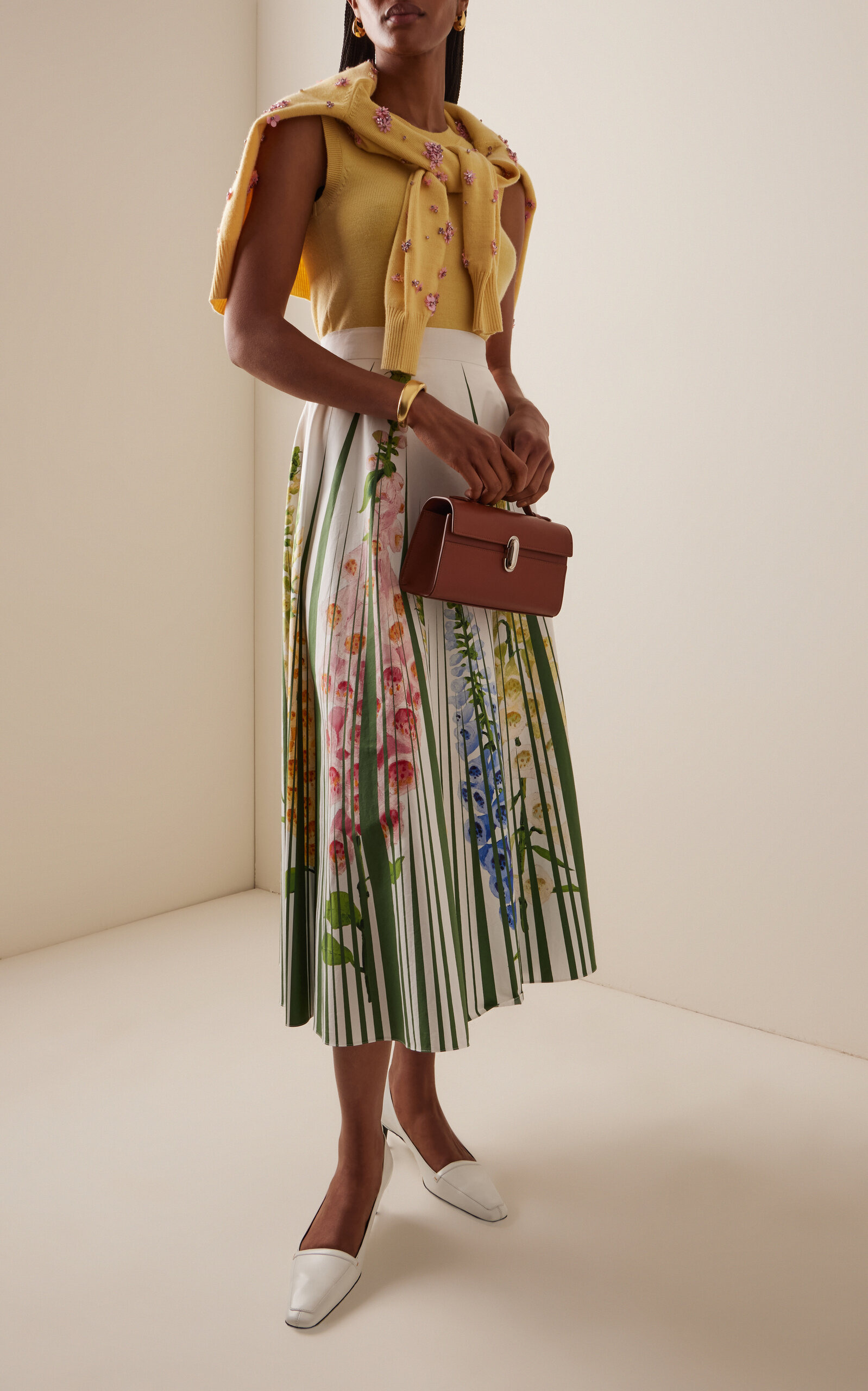 Foxglove-Printed Cotton-Poplin Midi Skirt multi - 2