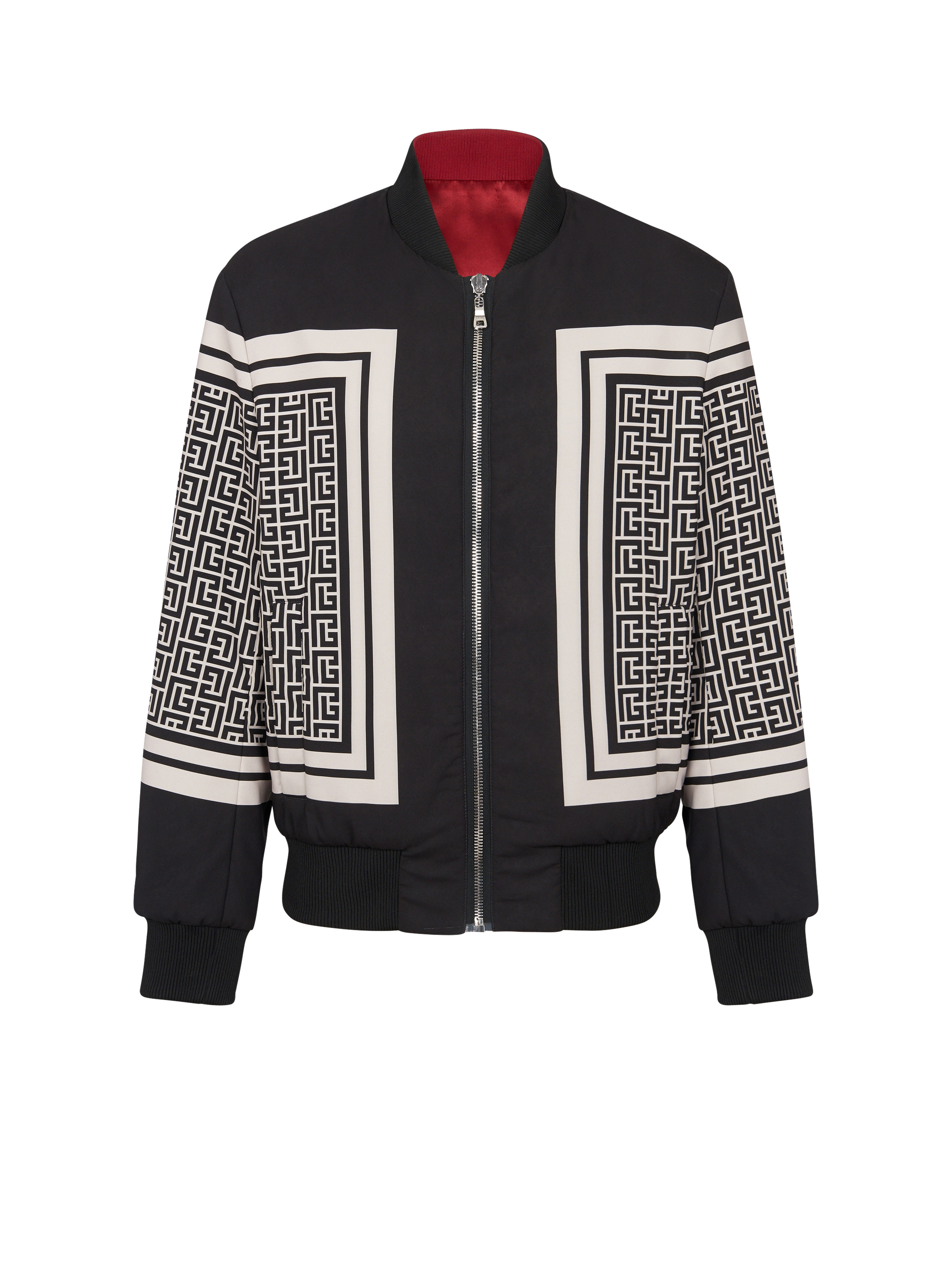 BALMAIN: velvet bomber jacket with monogram - Dark