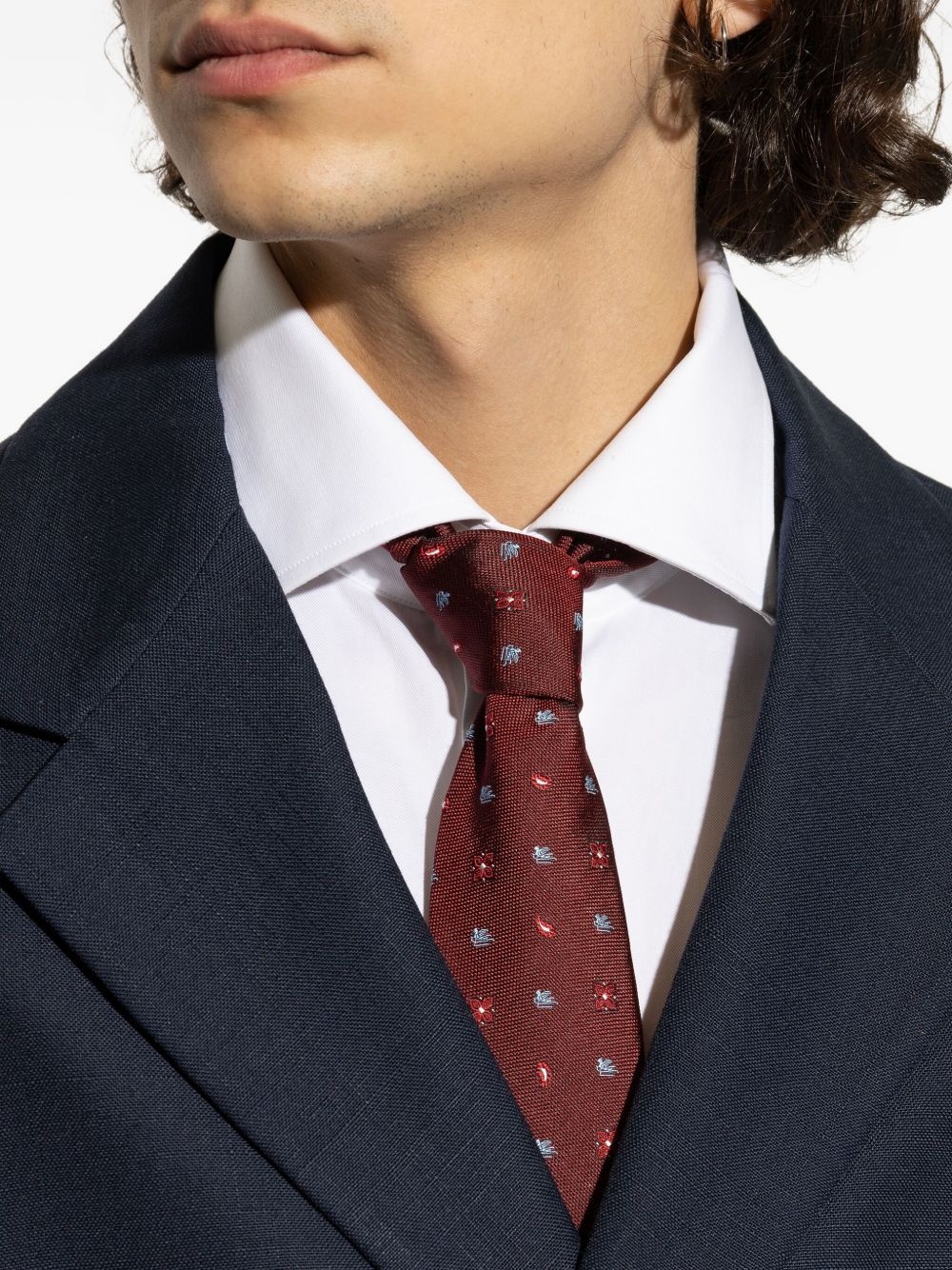 patterned silk tie - 4