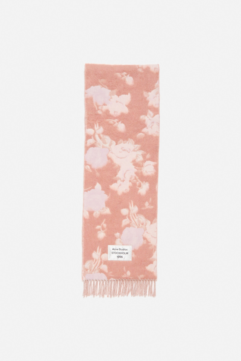 Fringed wool scarf - Pink 1