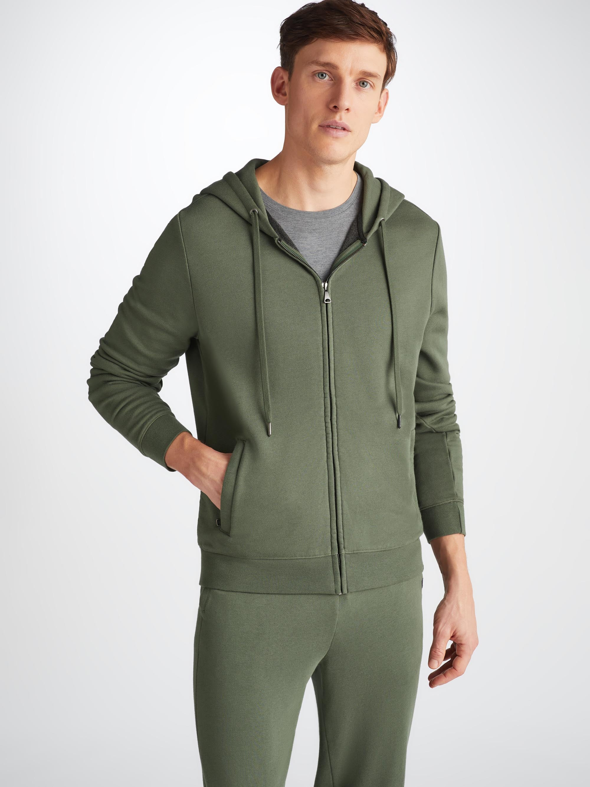 Men's Hoodie Quinn Cotton Modal Green - 8