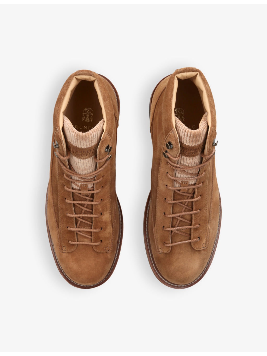 Corduroy-insert suede ankle boots - 2