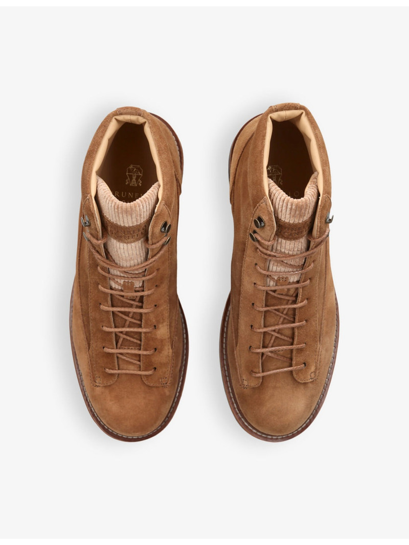 Corduroy-insert suede ankle boots 2