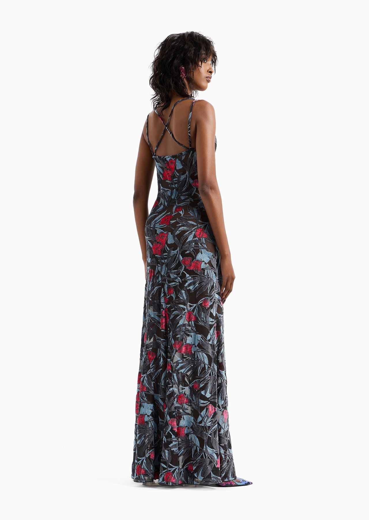 Viscose-blend floral jacquard long dress - 3
